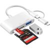 TICENPE Leitor de cartões SD, MicroSD, SDHC, SDXC, microSDHC para Lightning  e USB-C