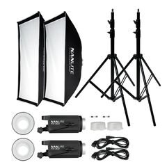 NANLITE Kit Duplo Iluminador LED FS300 com Tripé e Softbox