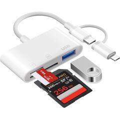 TICENPE Leitor de cartões SD, MicroSD, SDHC, SDXC, microSDHC para Lightning  e USB-C