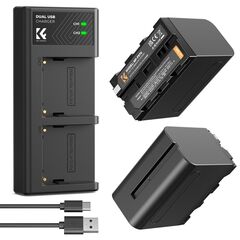 K&F CONCEPT Kit Carregador Duplo + 2 Baterias NP-F970 6600mAh
