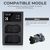 K&F CONCEPT Kit Carregador duplo + 2 baterias EN-EL15/EN-EL15a/EN-EL15b