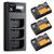 K&F CONCEPT Kit 3 Baterias LP-E6 2250mAh com Carregador triplo