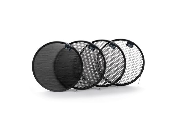 CARUBA Kit Panela Refletora 18cm + Colmeias 10º, 20º, 30º, 40º p/ BowensCARUBA Kit Panela Refletora 18cm + Colmeias 10º, 20º, 30º, 40º p/ Bowens