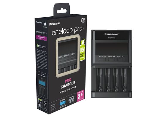 ENELOOP Pro Plastic FREE Carregador Profissional BQ-CC65 com LCD
