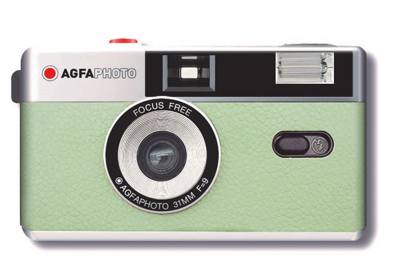 AGFAPHOTO Câmera fotográfica analógica reutilizável 35MM com flash (MINT GREEN)
