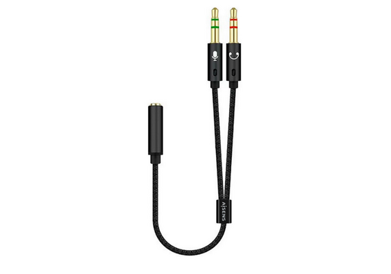 AISENS Adaptador Jack 3.5mm Mic/Fones - 25cm