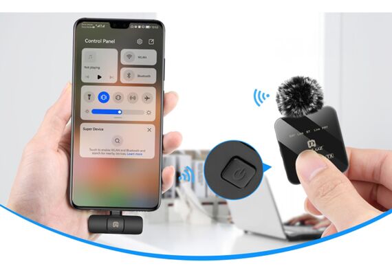 PULUZ Microfone de Lapela sem fio para lightning