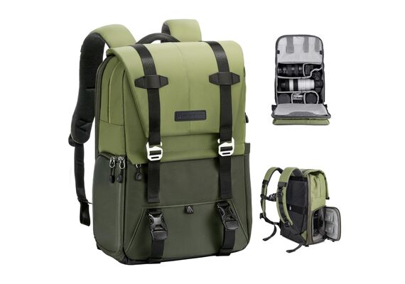 K&F CONCEPT Mochila para Equipamento Fotográfico KF13.087AV2 - 20L (Verde Exército)