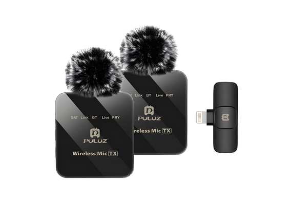 PULUZ Microfone de Lapela sem fio para lightning
