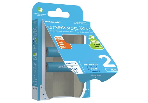 ENELOOP Lite Plastic FREE Pilha Recarregável R6 AA 950mAh - 4 Unidades