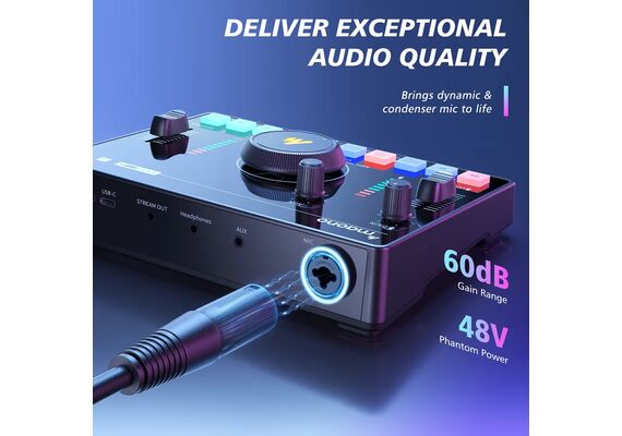 MAONO Mixer de áudio e placa de som AMC2 Neo