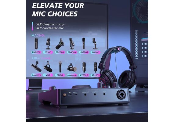 MAONO Mixer de áudio e placa de som AMC2 Neo