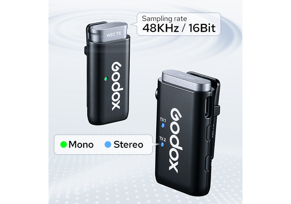 GODOX Microfone Duplo de Lapela Wireless WEC (1TX+1RX)