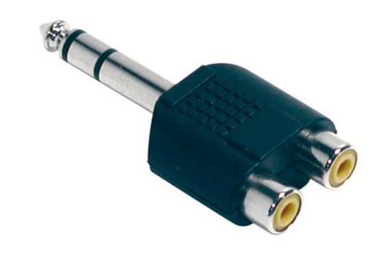 COLORCABLE Ficha Adaptadora Jack 6.5mm Stereo Macho para 2 RCA Femea