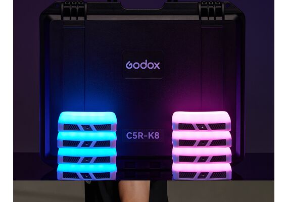 GODOX Kit 8 LED RGB Pocket C5R-K8 com Mala de Carregamento