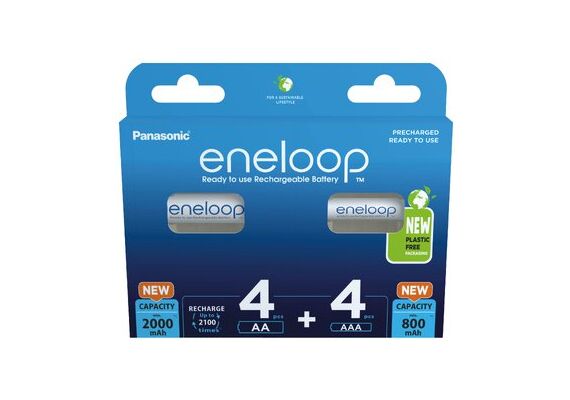 ENELOOP Pilha Recarregável AA 2000mAh (4 un) + Pilha Recarregável AAA 800mAh (4 un)ENELOOP Pilha Recarregável AA 2000mAh (4 un) + Pilha Recarregável AAA 800mAh (4 un)ENELOOP Pilha Recarregável AA 2000mAh (4 un) + Pilha Recarregável AAA 800mAh (4 un)