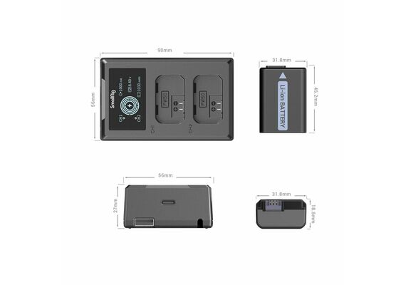 SMALLRIG 3818 Kit Carregador + 2 Baterias NP-FW50 1030mAh