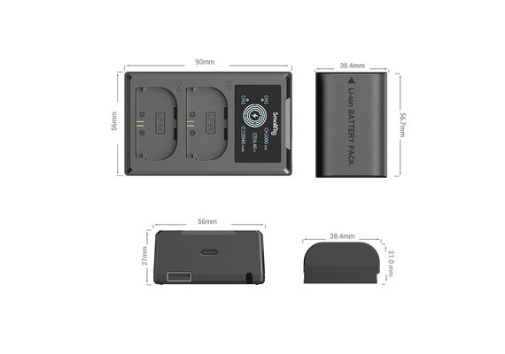 SMALLRIG 3821 Kit Carregador + 2 Baterias LP-E6HN 2040mAh