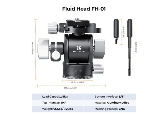 K&F CONCEPT Cabeça Fluída FH-01