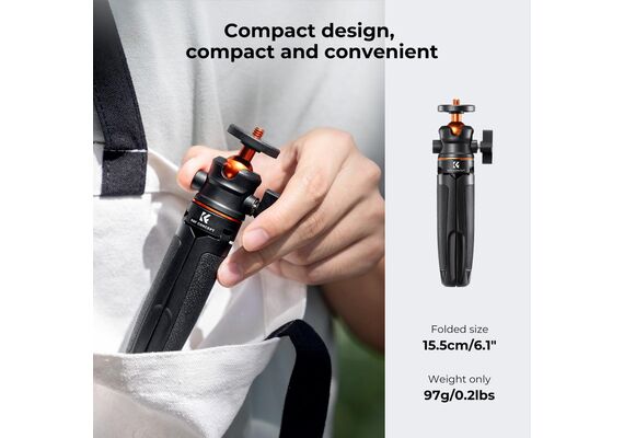 K&F CONCEPT Tripé Portátil com Selfie-Stick Bluetooth MS02 + Suporte Smartphone - Preto