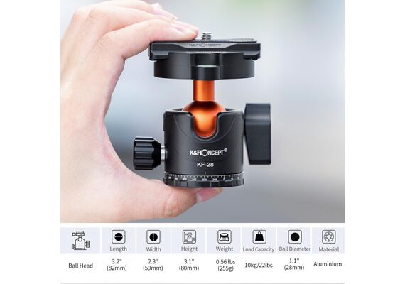 K&F CONCEPT Tripé / Monopé de Carbono D254C1+ Cabeça de Bola BH-28L