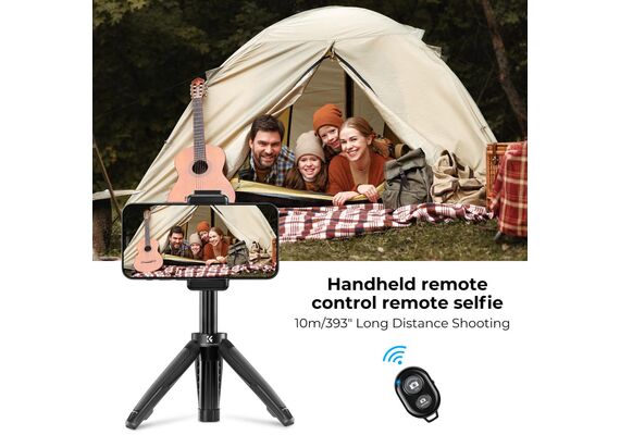 K&F CONCEPT Tripé Portátil com Selfie-Stick Bluetooth MS02 + Suporte Smartphone - Preto