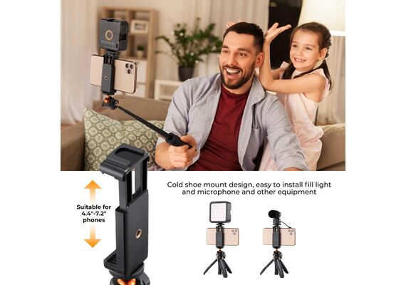 K&F CONCEPT Tripé Portátil com Selfie-Stick Bluetooth MS02 + Suporte Smartphone - Preto
