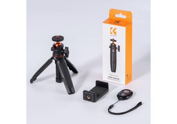 K&F CONCEPT Tripé Portátil com Selfie-Stick Bluetooth MS02 + Suporte Smartphone - Preto