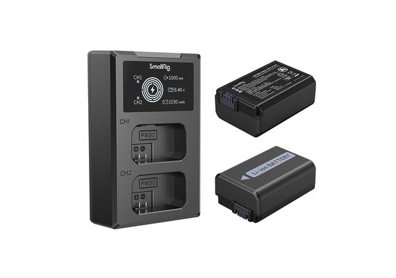 SMALLRIG 3818 Kit Carregador + 2 Baterias NP-FW50 1030mAh