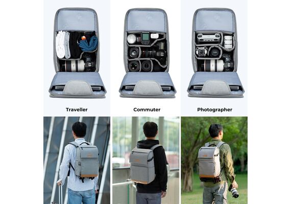 K&F CONCEPT Mochila Multifuncional Camera Backpack KF13.104V1 - 22L (Cinza)
