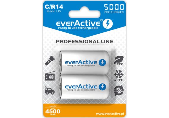 EVERACTIVE Pilha Recarregável C/R14 1.2V 5000mAh - 2 unidades