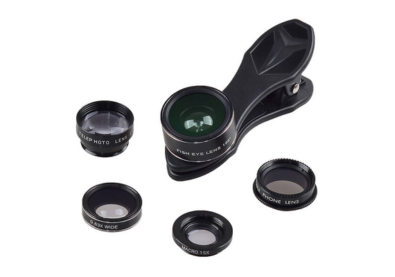 APEXEL Kit Lente Smartphone APL-DG5H 5 em 1 Universal - Preto