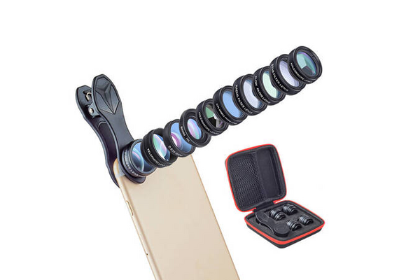 APEXEL Kit Lentes Smartphone  APL-DG10 10 em 1 - Preto
