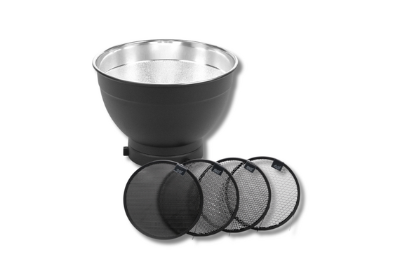 CARUBA Kit Panela Refletora 18cm + Colmeias 10º, 20º, 30º, 40º p/ Bowens