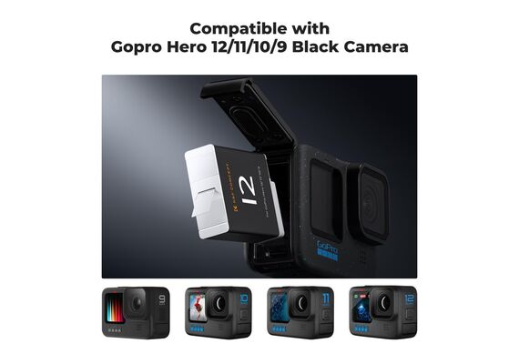 K&F CONCEPT Kit Carregador duplo + 2 baterias Gopro Hero 12/11/10/9