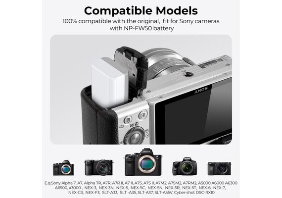 K&F CONCEPT Bateria com Carregamento USB-C NP-FW50 1100mAh
