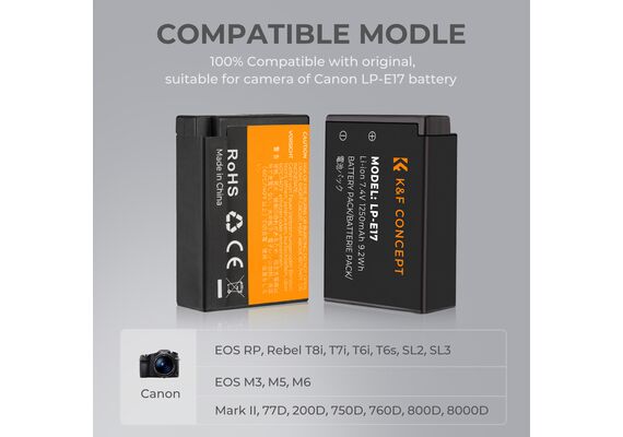 K&F CONCEPT Bateria LP-E17 1250mAh