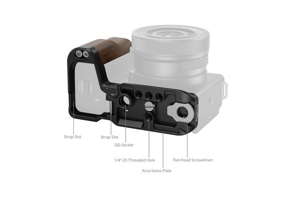 SMALLRIG 4864 L-Bracket com Punho de Madeira para Sony ZV-E10 II