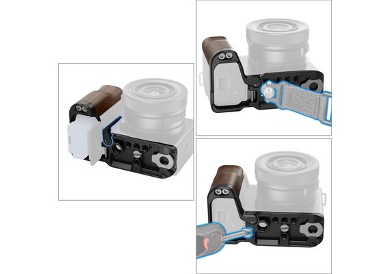 SMALLRIG 4864 L-Bracket com Punho de Madeira para Sony ZV-E10 II