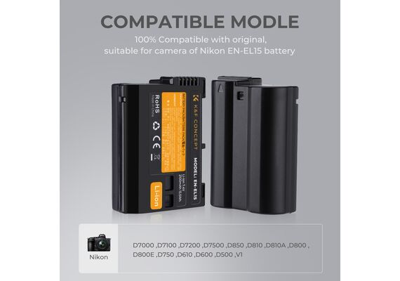 K&F CONCEPT Bateria EN-EL15 2100mAh