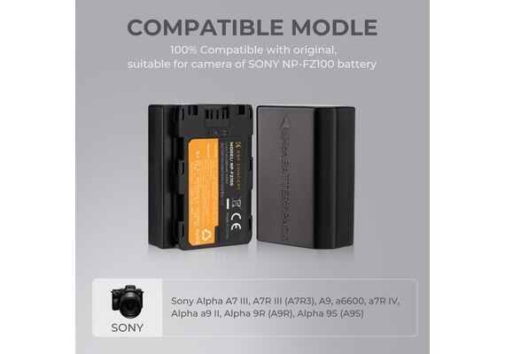 K&F CONCEPT Bateria NP-FZ100 2000mAh