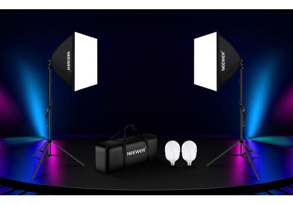 NEEWER Kit Duplo Iluminação LED RGB 24W + Softboxes 50x70cm + Tripés - NK800