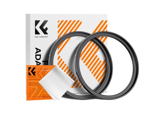 K&F CONCEPT Adaptador de Filtro Step-Up 72mm - 77mm + 2 Panos de Limpeza