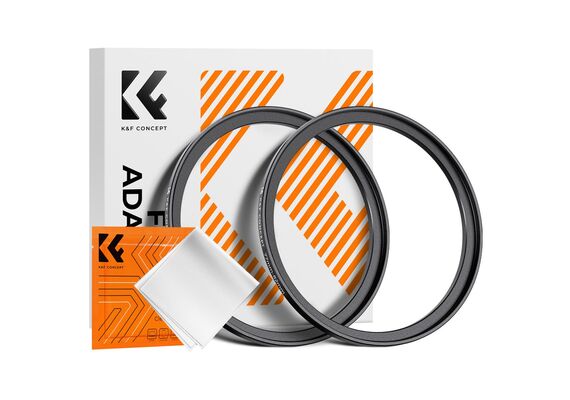 K&F CONCEPT Adaptador de Filtro Step-Up 77mm - 82mm + 2 Panos de Limpeza