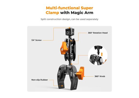 K&F CONCEPT Super Grampo MS13 com Braço Mágico