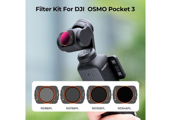K&F CONCEPT Kit Filtros Magnéticos ND8/PL + ND16/PL + ND32/PL + ND64/PL para DJI Osmo Pocket 3