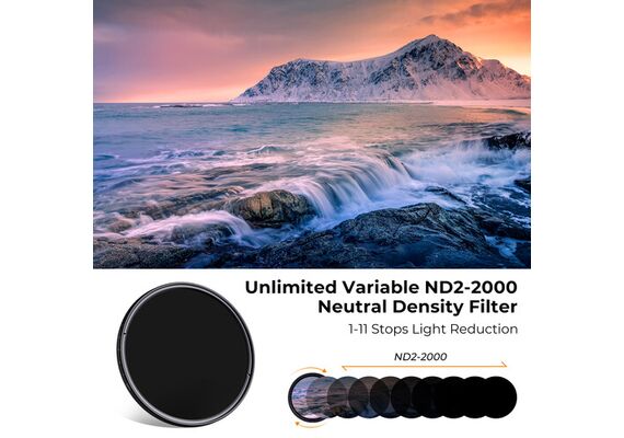K&F CONCEPT Filtro Densidade Variável ND2-ND2000 NANO-C Series – 55mm