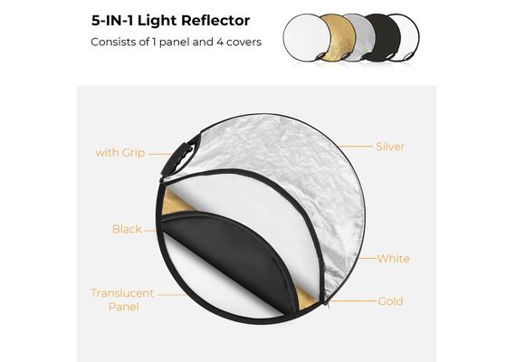 K&F CONCEPT Refletor Dobrável 5 em 1 60cm
