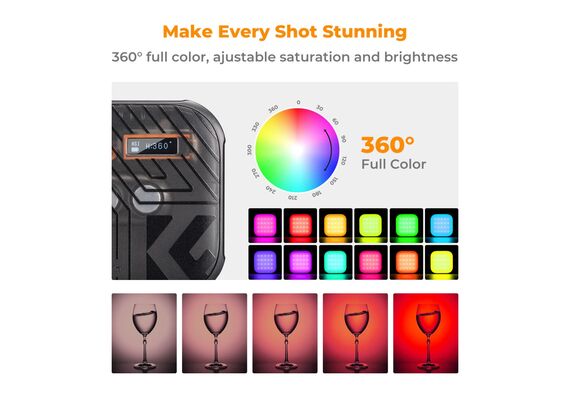 K&F CONCEPT Iluminador LED RGB - Preto