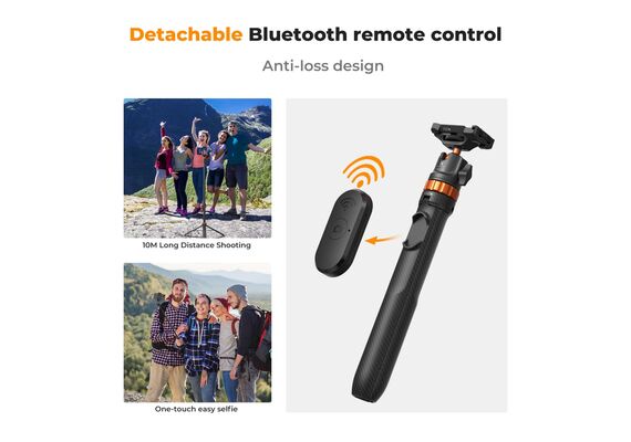 K&F CONCEPT Tripé com Selfie Stick 2 em 1 com Controle Remoto